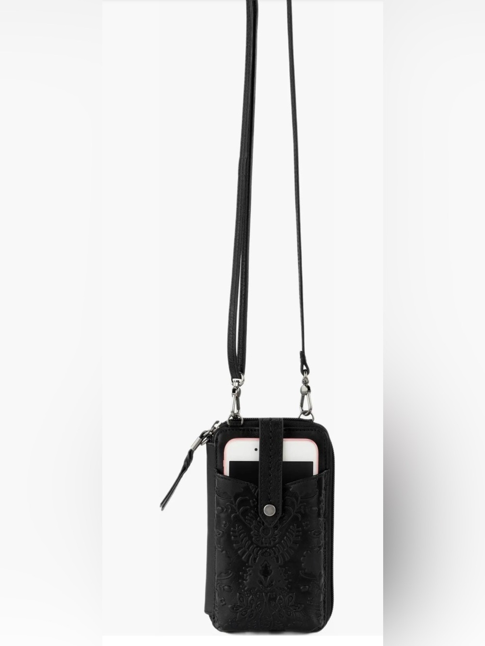 The Sak Silverlake Black Embossed Leather Phone Crossbody—missing wristlet - Picture 4 of 14